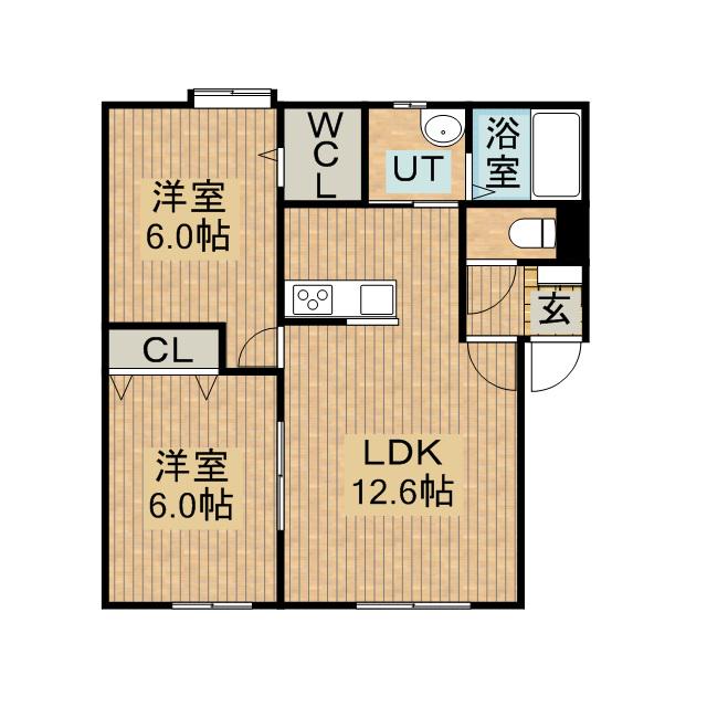 カーサノルテツリー(2LDK/2階)の間取り写真