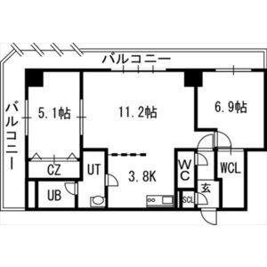 グランカーサ永山公園通イースト(2LDK/6階)の間取り写真