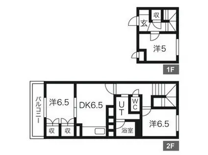 エスポアール南円山C-1号棟(3DK/3階)の間取り写真