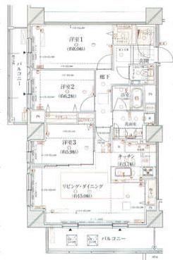 ユニーブル大通アルファスクエア(3LDK/14階)の間取り写真