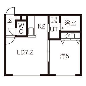 キャステル東札幌(1DK/3階)の間取り写真