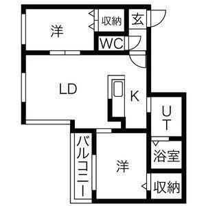 コローレ伏見(2LDK/1階)の間取り写真