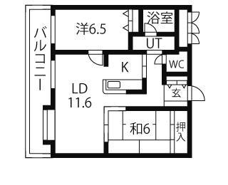 MANSIONKURODA南8条II(2LDK/2階)の間取り写真