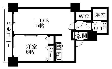ティアラタワー中島倶楽部(1LDK/13階)の間取り写真