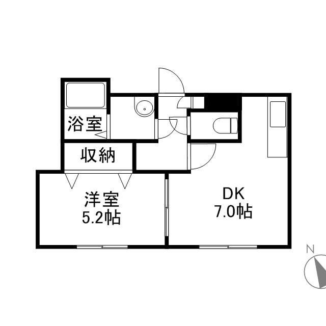 ルナパークⅡ(1DK/1階)の間取り写真