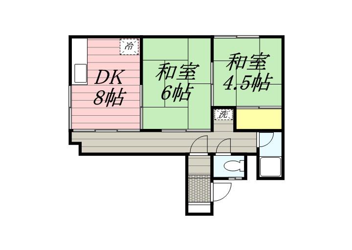 鈴木ハイツ(2DK/2階)の間取り写真