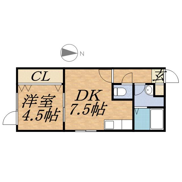 リングル南5条(1DK/1階)の間取り写真