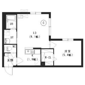 シティレジデンス水車町(1LDK/4階)の間取り写真