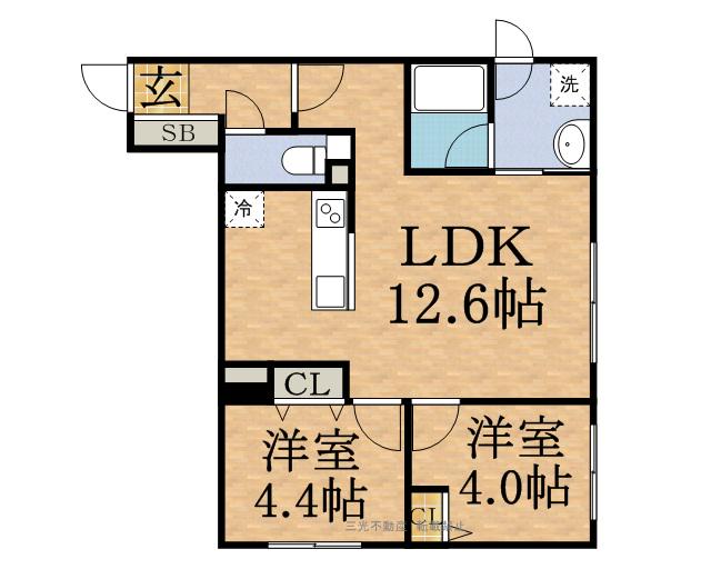 シティレジデンス啓明(2LDK/2階)の間取り写真