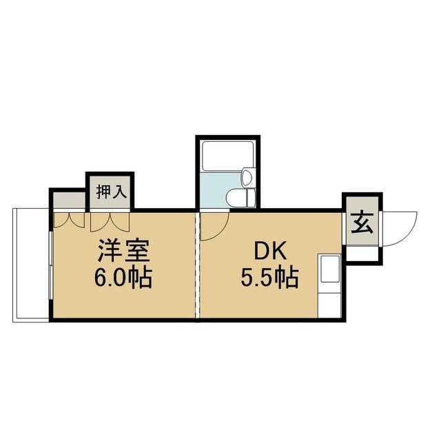 けいほくレジデンス(1DK/6階)の間取り写真