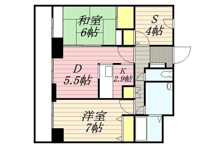 ウッドベル山鼻(2LDK/2階)の間取り写真