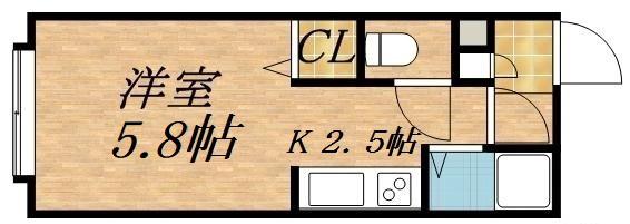 コート山鼻(1K/2階)の間取り写真