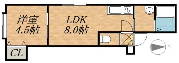 フラガリア(1LDK/2階)の間取り写真