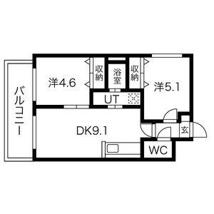 プロヴィデンス北円山(2DK/3階)の間取り写真