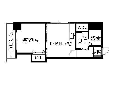 FRAGRANCE医大前(1DK/2階)の間取り写真