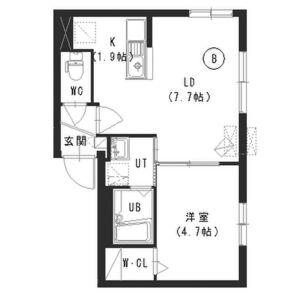 コローレN4W29(1LDK/4階)の間取り写真