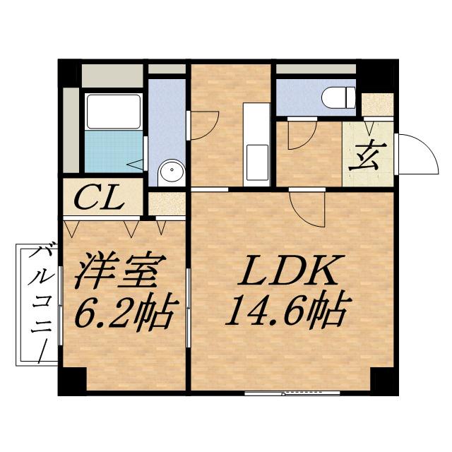 ベイス ランス ウォーター(1LDK/6階)の間取り写真