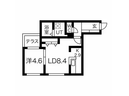 ブランシャールALAIN琴似(1LDK/1階)の間取り写真