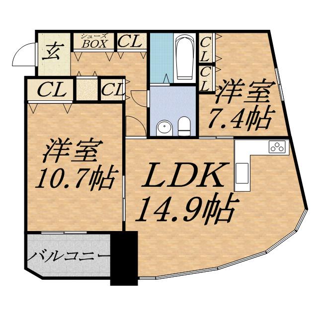 INFINITY22(2LDK/9階)の間取り写真