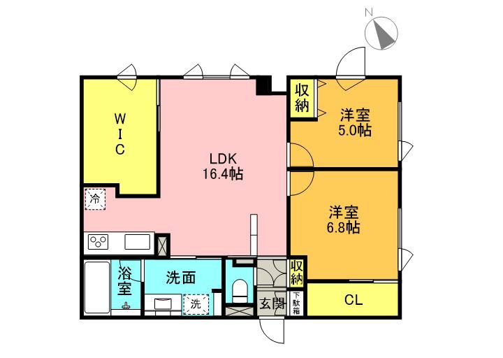 LE JARDIN DE MIYANOMORIル・ジャルダン(2LDK/3階)の間取り写真