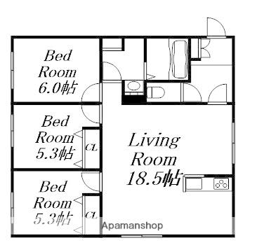 タウンハウス西野参番館(3LDK/1階)の間取り写真