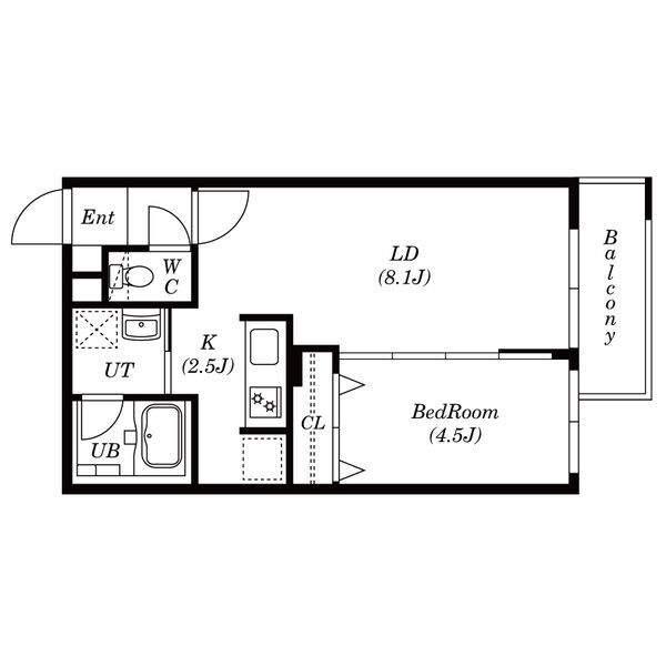ヴィラ—チェ旭町(1LDK/4階)の間取り写真