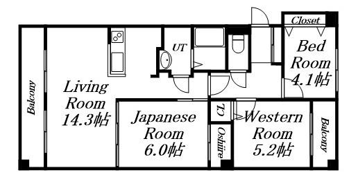 クリオ行啓通参番館(3LDK/3階)の間取り写真