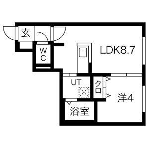 GRANPORTA(1LDK/4階)の間取り写真