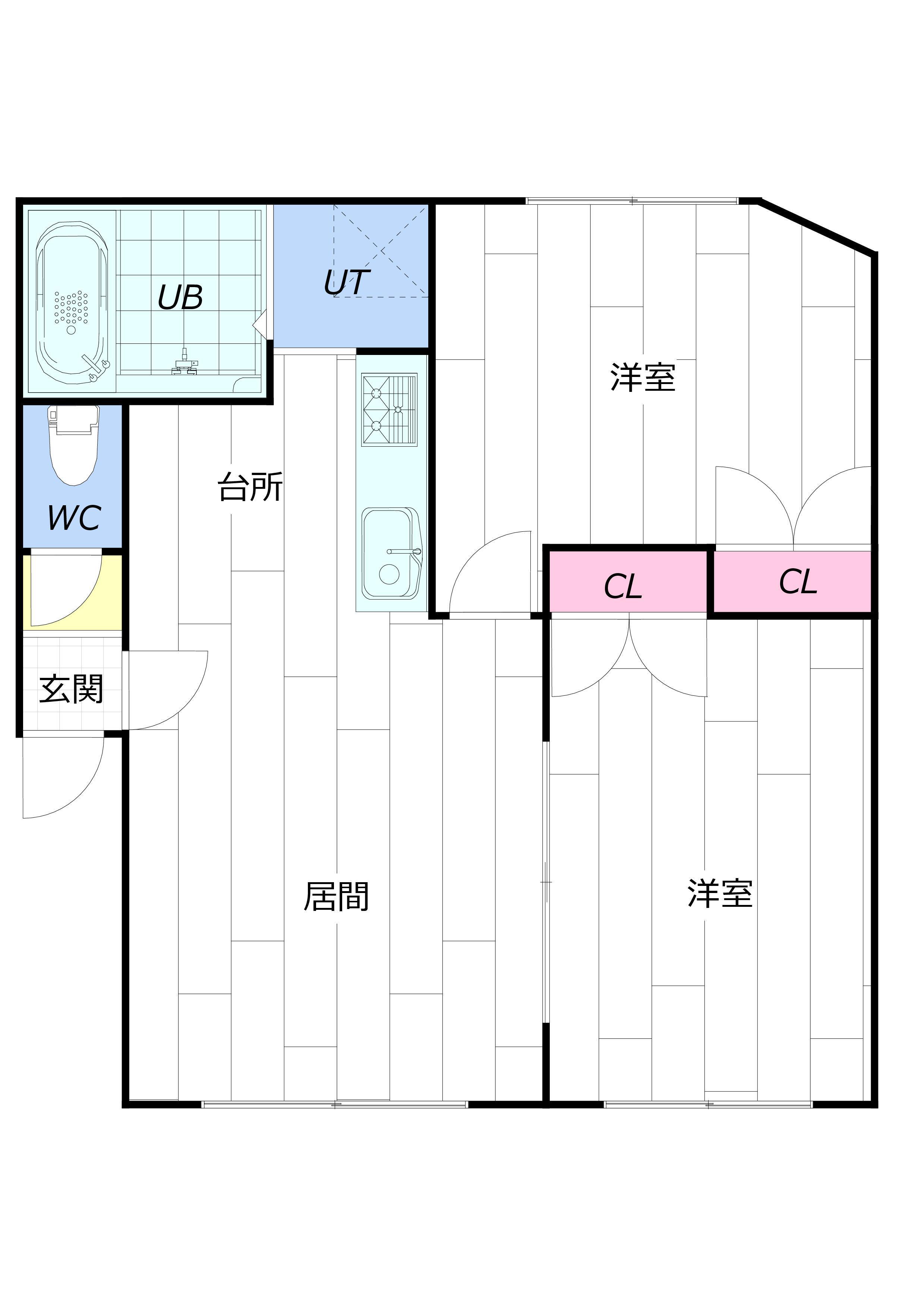 メープルタウンB(2LDK/3階)の間取り写真