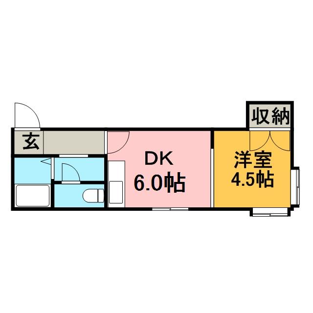 グランステージ円山公園Ⅱ(1DK/2階)の間取り写真