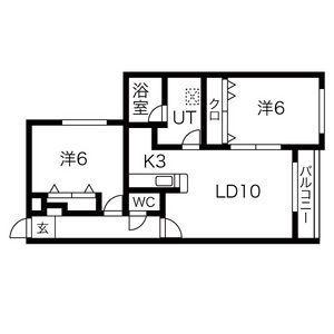 シャトー24(2LDK/4階)の間取り写真