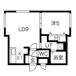 セレナーデ北円山(1LDK/2階)の間取り写真