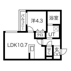 POMMERAIE北円山(1LDK/4階)の間取り写真
