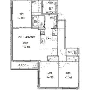セントポーリアシュシュ(3LDK/4階)の間取り写真