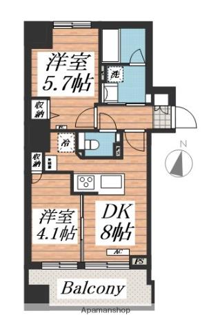 ラ・クラッセ札幌大通ウエスト(2DK/8階)の間取り写真