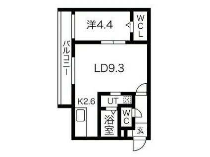 アンジュール発寒南(1LDK/4階)の間取り写真