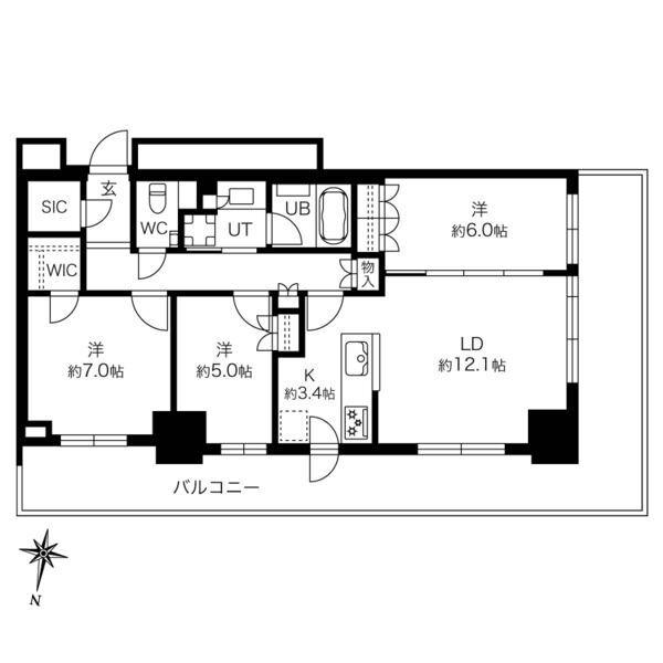 ライオンズタワー札幌(3LDK/12階)の間取り写真