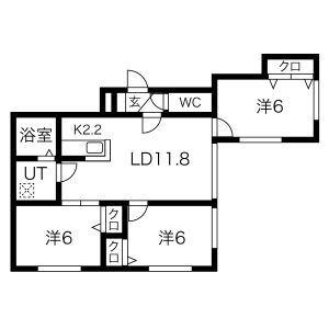 HAL旭山公園通(3LDK/3階)の間取り写真
