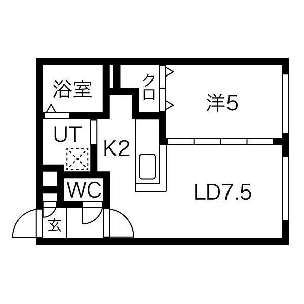 DAYS山鼻(1LDK/4階)の間取り写真
