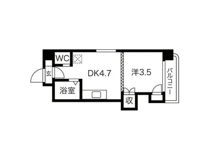 INOVE札幌大通南(1DK/7階)の間取り写真