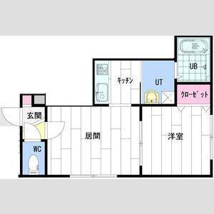 グランヒル山鼻(1DK/2階)の間取り写真