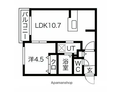 ブランシャール医大前(1LDK/2階)の間取り写真