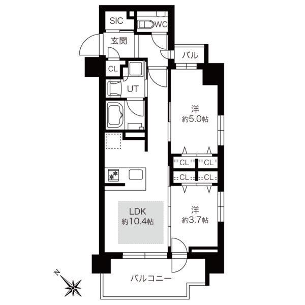 クリオラベルヴィ豊平(2LDK/2階)の間取り写真