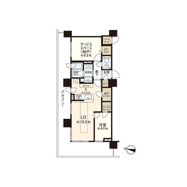 ブランズタワー札幌大通公園(1SLDK/20階)の間取り写真