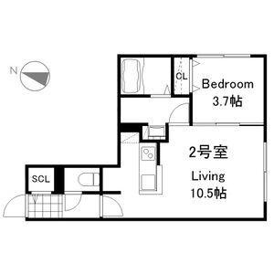 リーサ苗穂駅前(1LDK/2階)の間取り写真