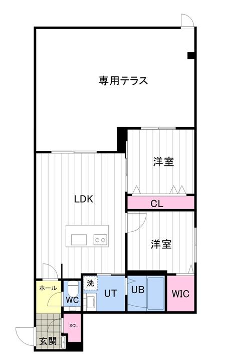 ONE YAMAHANA(2LDK/1階)の間取り写真