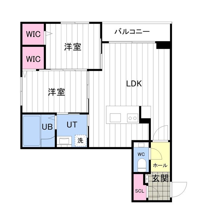 ONE YAMAHANA(2LDK/2階)の間取り写真
