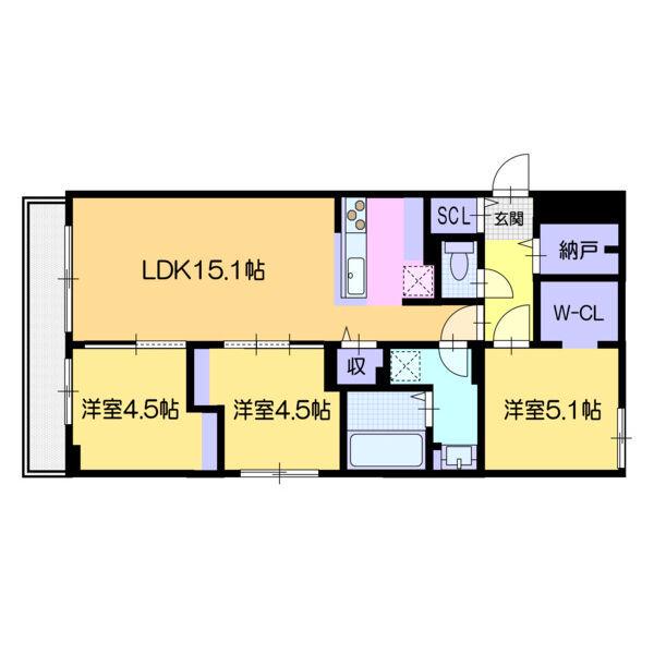 DPレジデンス南円山(3LDK/4階)の間取り写真