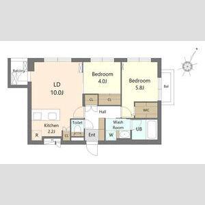 SーRESIDENCE南円山BLAZE(2LDK/2階)の間取り写真