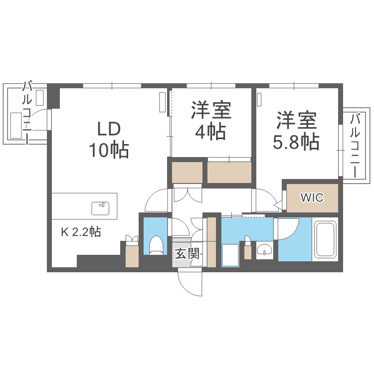 SーRESIDENCE南円山BLAZE(2LDK/1階)の間取り写真